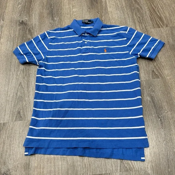 Polo Ralph Lauren Polo Mens Large Blue Striped Short Sleeve Piqué Polo Shirt - Picture 3 of 13